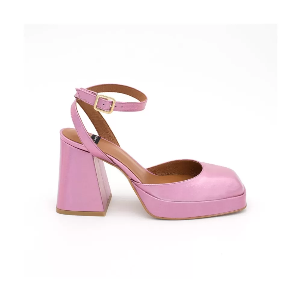 Mujer Ángel Alarcón Badda - Zapato Tornasol Con Correa, Tacon Ancho Y Plataforma