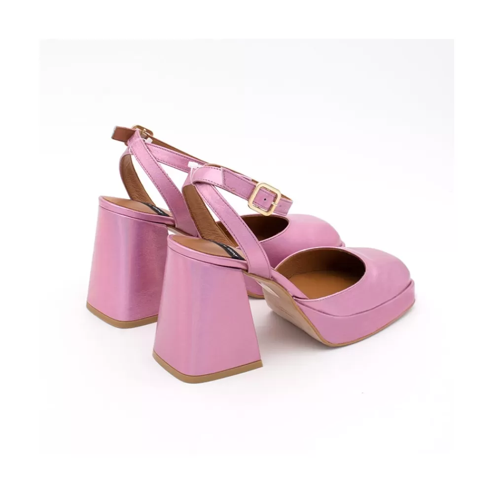 Mujer Ángel Alarcón Badda - Zapato Tornasol Con Correa, Tacon Ancho Y Plataforma