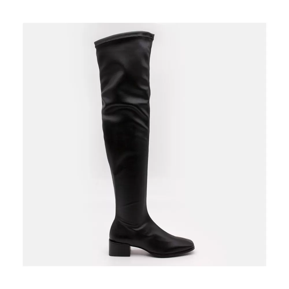 Mujer Ángel Alarcón Bette - Bota Elastica De Cana Muy Alta Con Tacon Bajo