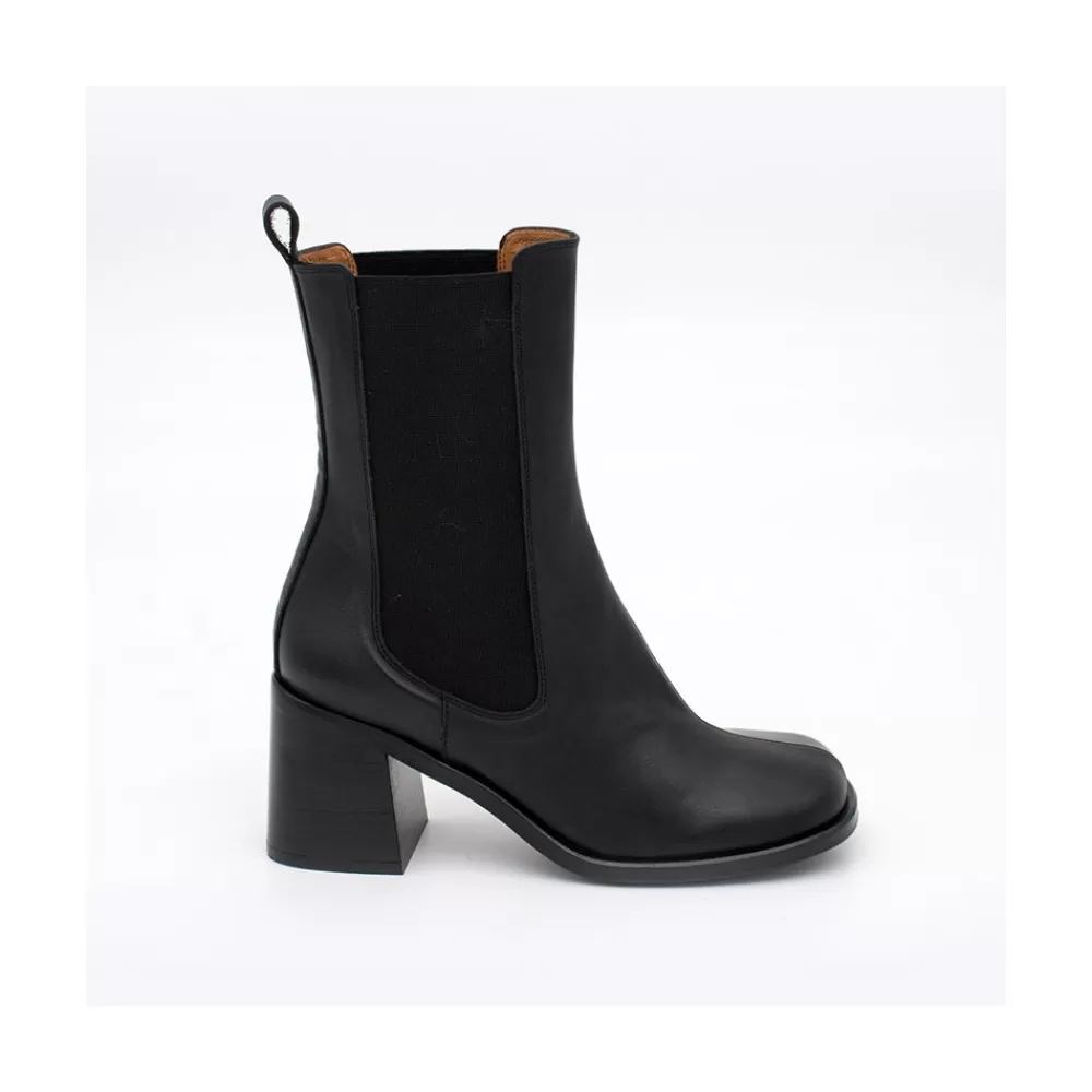 Mujer Ángel Alarcón Garbo - Botines Chelsea De Piel Con Puntera Redonda Y Tacon Ancho
