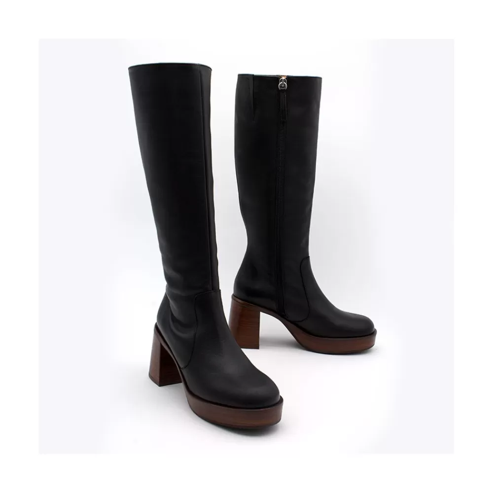 Mujer Ángel Alarcón Imbrulia - Bota De Piel Con Tacon Y Plataforma