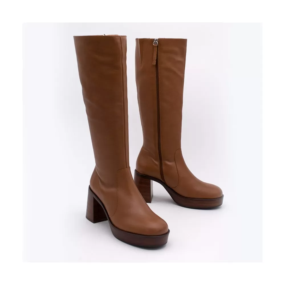 Mujer Ángel Alarcón Imbrulia - Bota De Piel Con Tacon Y Plataforma