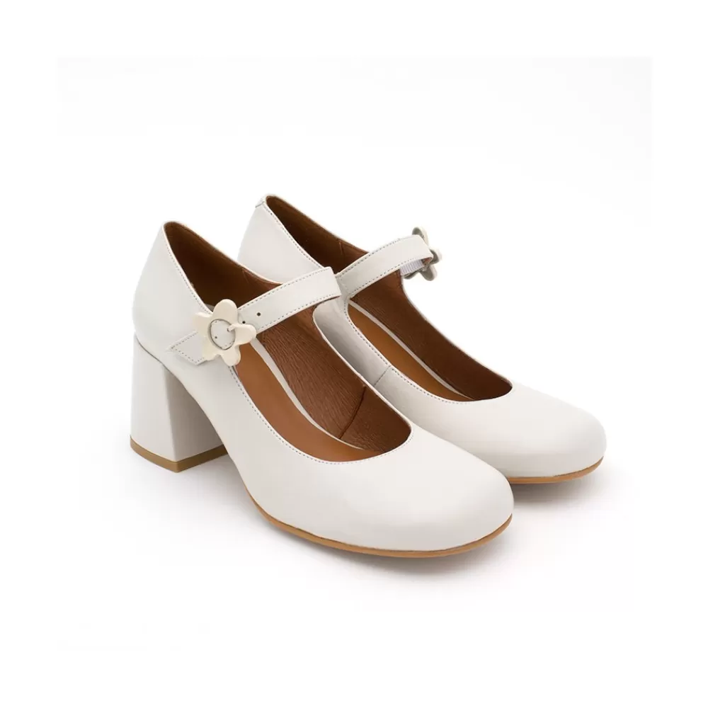 Mujer Ángel Alarcón Jett Flower - Zapatos Mary Jane Con Hebilla De Flor Y Tacon Ancho