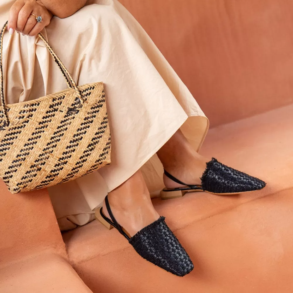 Mujer Ángel Alarcón Liza - Zapatos Planos De Punta Cuadrada, De Rafia