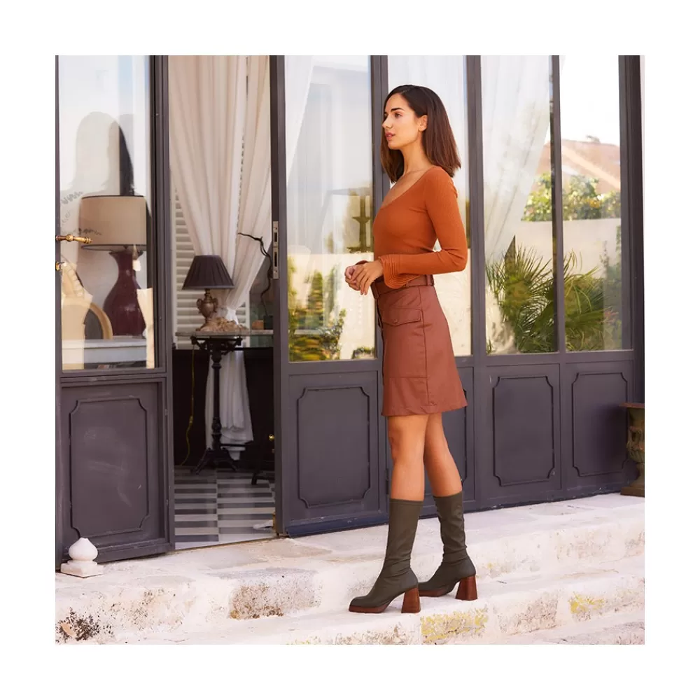 Mujer Ángel Alarcón Managua - Botas Elasticas De Tipo Calcetin Con Tacon Geometrico Alto