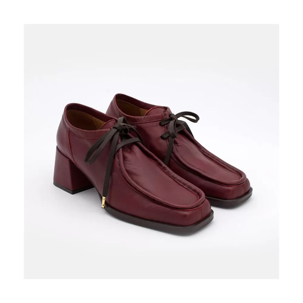Mujer Ángel Alarcón Milla - Zapato De Piel Con Cordoneras Y Tacon Ancho