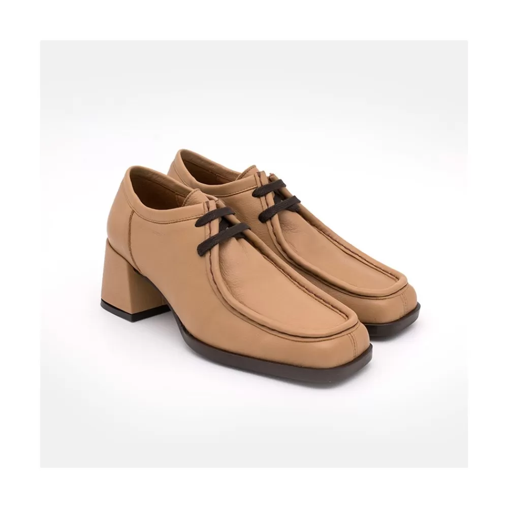 Mujer Ángel Alarcón Milla - Zapato De Piel Con Cordoneras Y Tacon Ancho