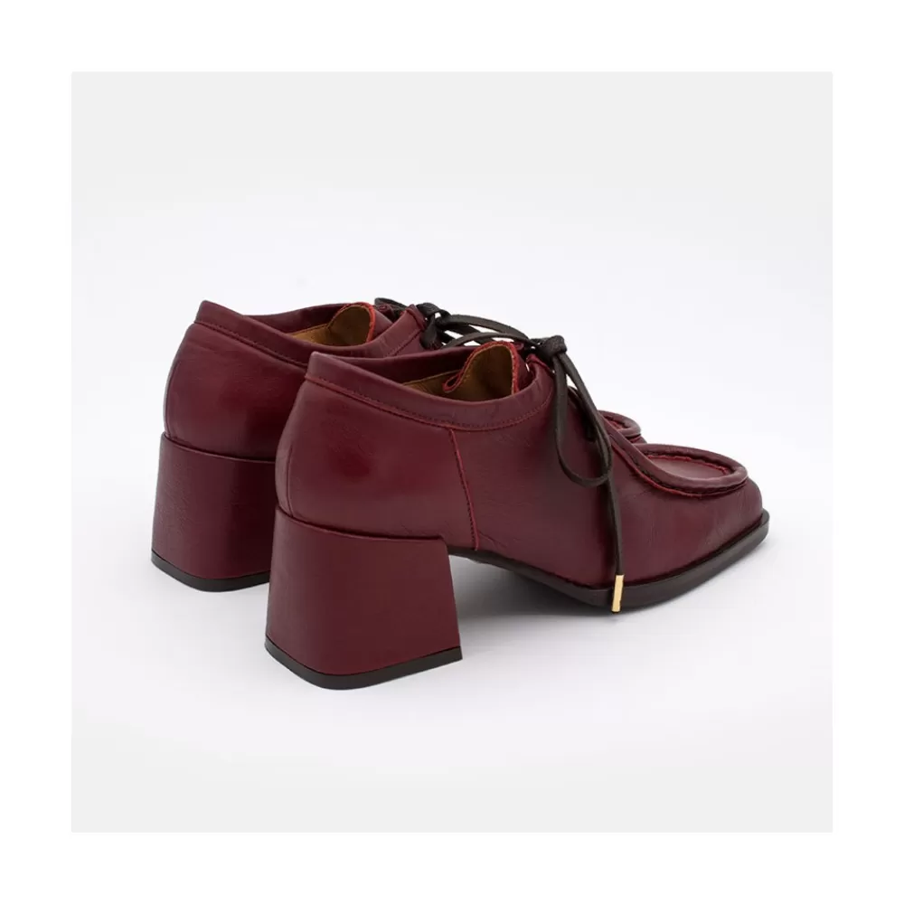 Mujer Ángel Alarcón Milla - Zapato De Piel Con Cordoneras Y Tacon Ancho