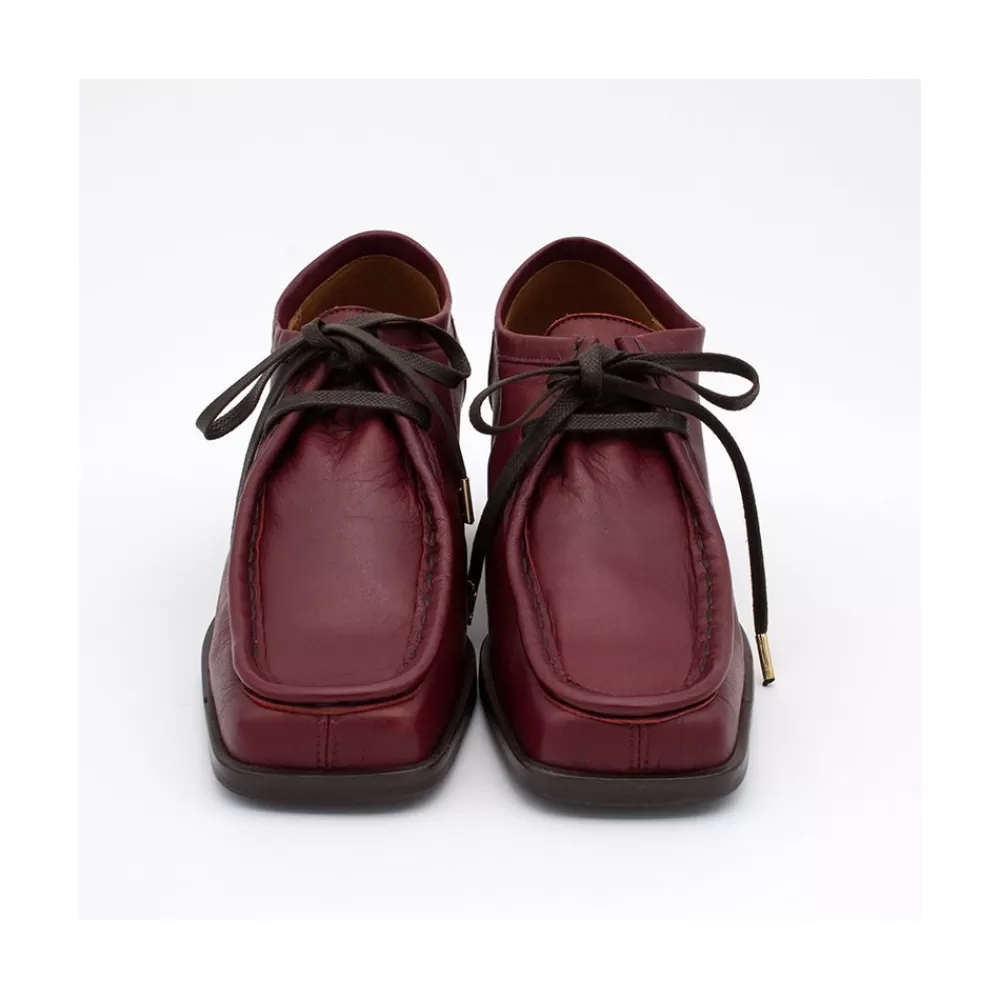 Mujer Ángel Alarcón Milla - Zapato De Piel Con Cordoneras Y Tacon Ancho