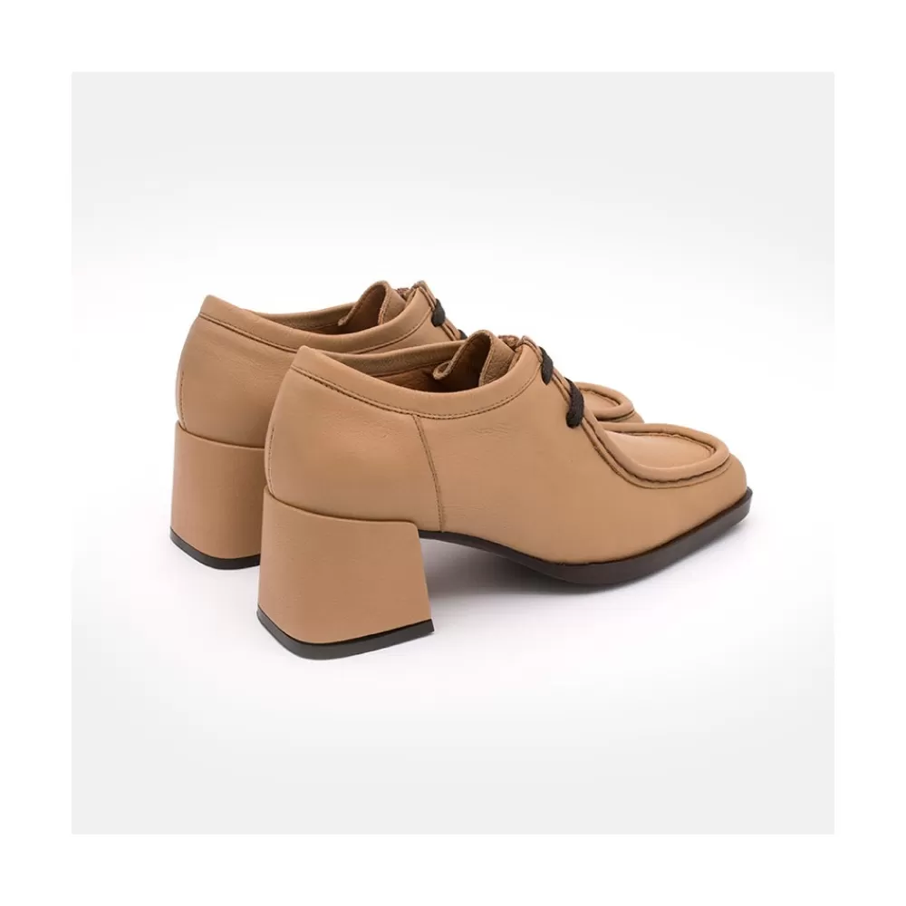 Mujer Ángel Alarcón Milla - Zapato De Piel Con Cordoneras Y Tacon Ancho