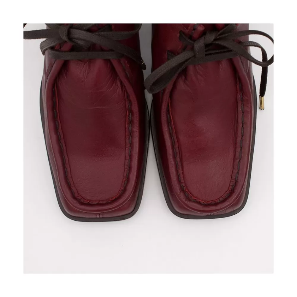 Mujer Ángel Alarcón Milla - Zapato De Piel Con Cordoneras Y Tacon Ancho