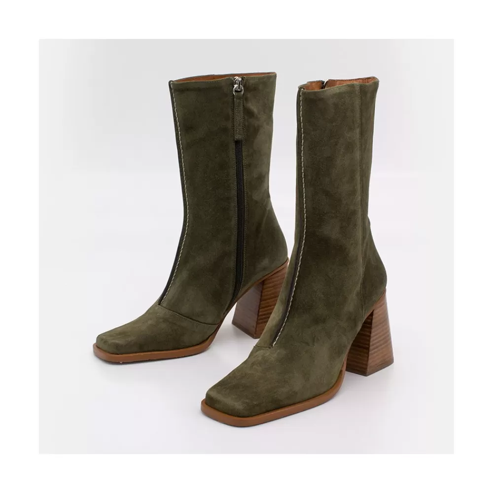 Mujer Ángel Alarcón Motagua - Botas De Mujer De Ante Con Tacon De Bloque Robusto