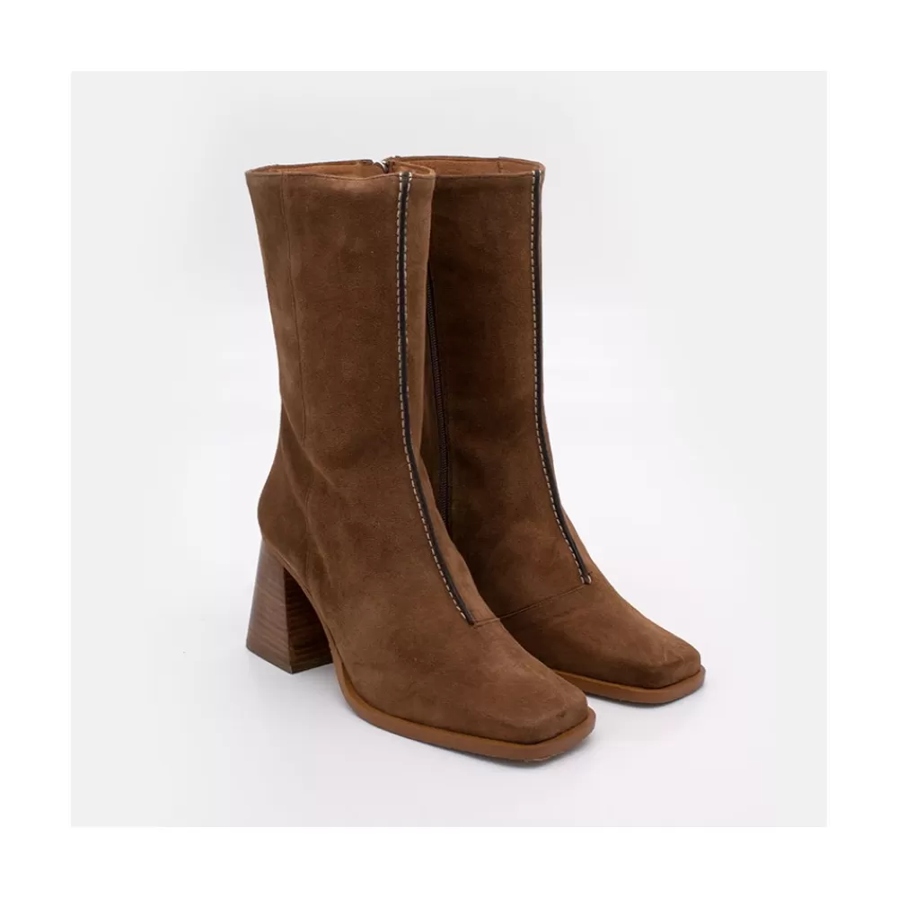 Mujer Ángel Alarcón Motagua - Botas De Mujer De Ante Con Tacon De Bloque Robusto