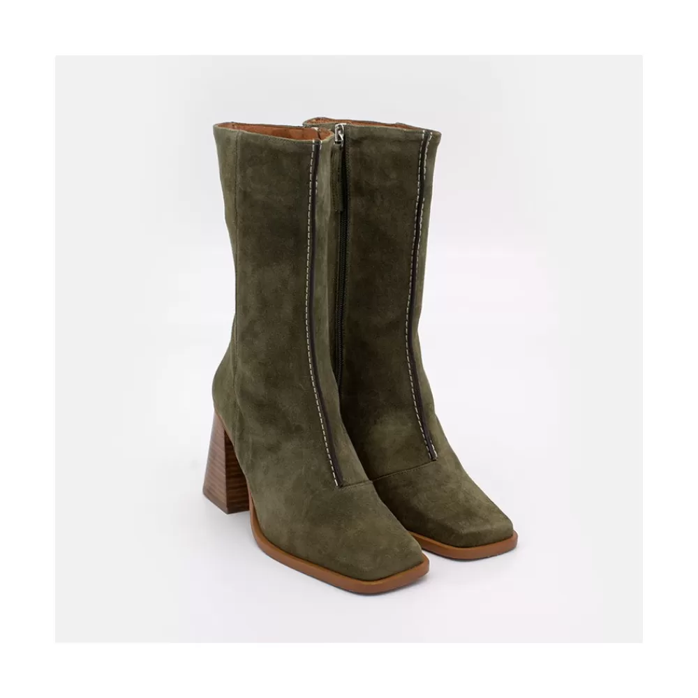 Mujer Ángel Alarcón Motagua - Botas De Mujer De Ante Con Tacon De Bloque Robusto