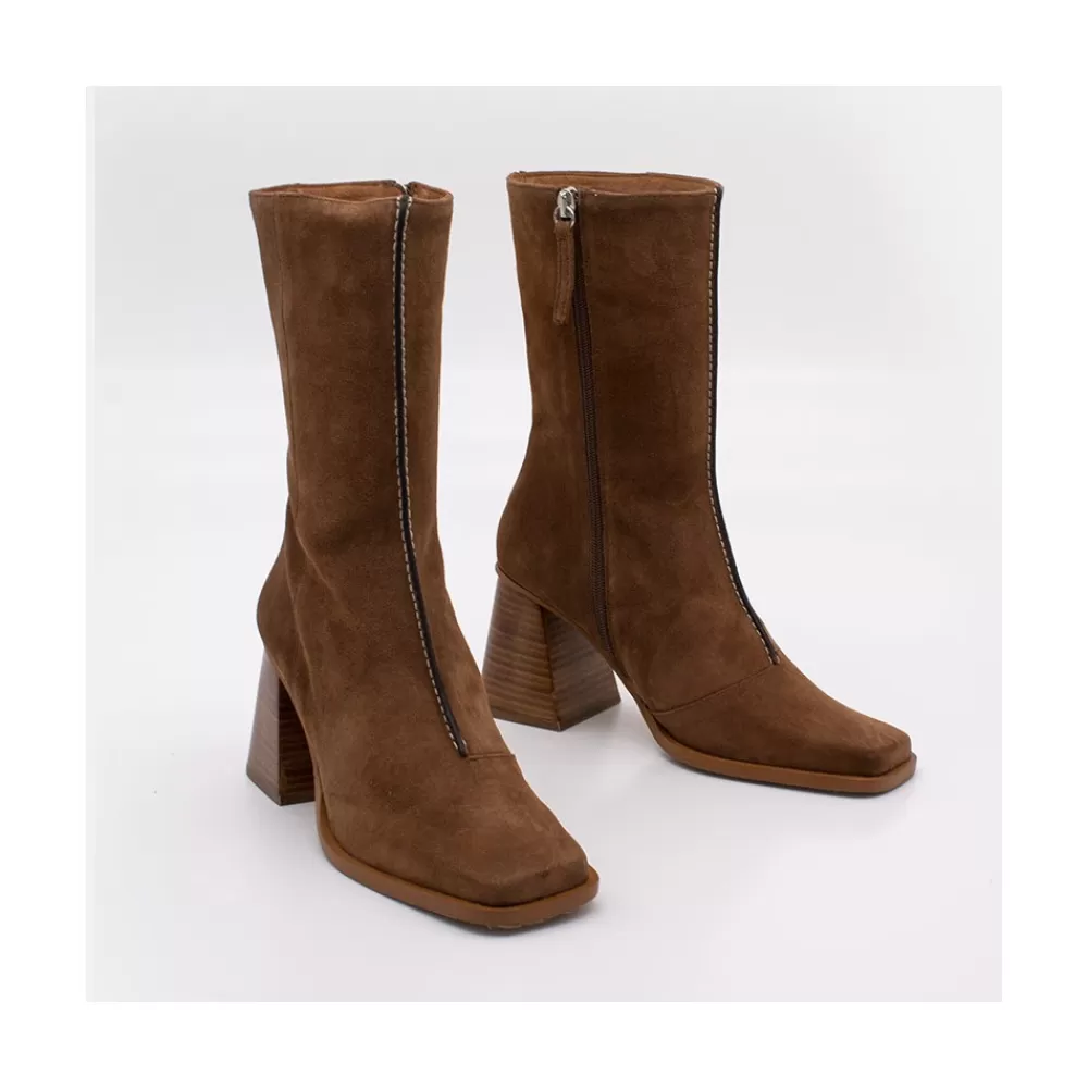 Mujer Ángel Alarcón Motagua - Botas De Mujer De Ante Con Tacon De Bloque Robusto