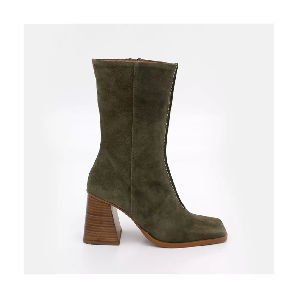 Mujer Ángel Alarcón Motagua - Botas De Mujer De Ante Con Tacon De Bloque Robusto