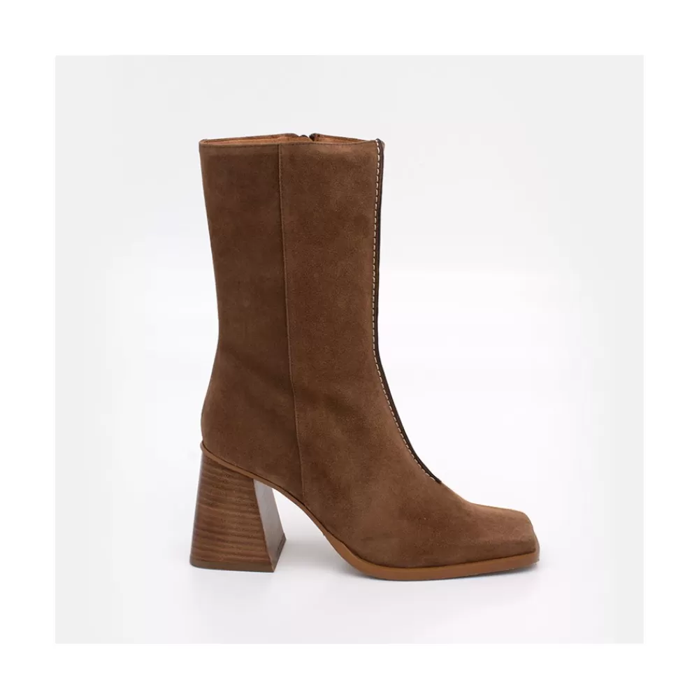 Mujer Ángel Alarcón Motagua - Botas De Mujer De Ante Con Tacon De Bloque Robusto