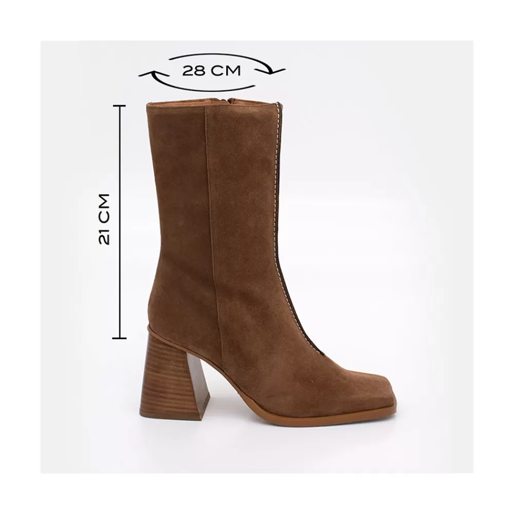 Mujer Ángel Alarcón Motagua - Botas De Mujer De Ante Con Tacon De Bloque Robusto
