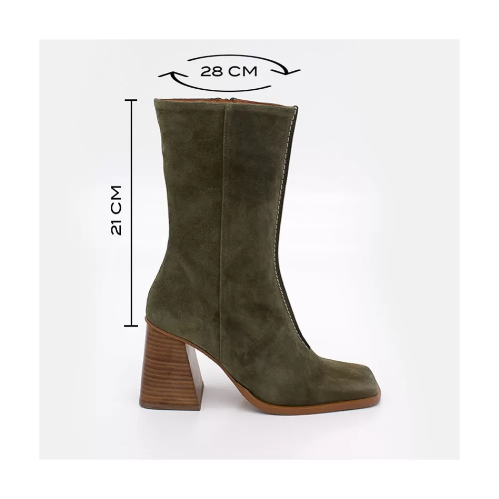 Mujer Ángel Alarcón Motagua - Botas De Mujer De Ante Con Tacon De Bloque Robusto
