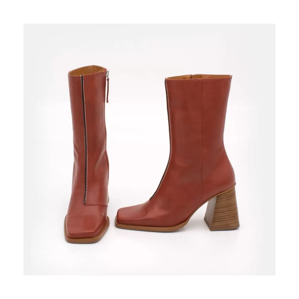 Mujer Ángel Alarcón Motagua - Botas De Mujer De Piel Con Tacon De Bloque Robusto