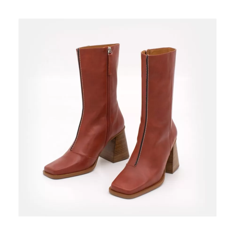 Mujer Ángel Alarcón Motagua - Botas De Mujer De Piel Con Tacon De Bloque Robusto