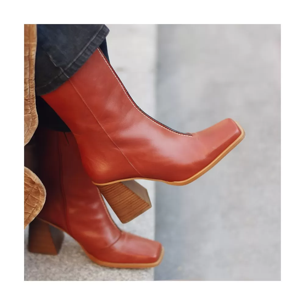 Mujer Ángel Alarcón Motagua - Botas De Mujer De Piel Con Tacon De Bloque Robusto