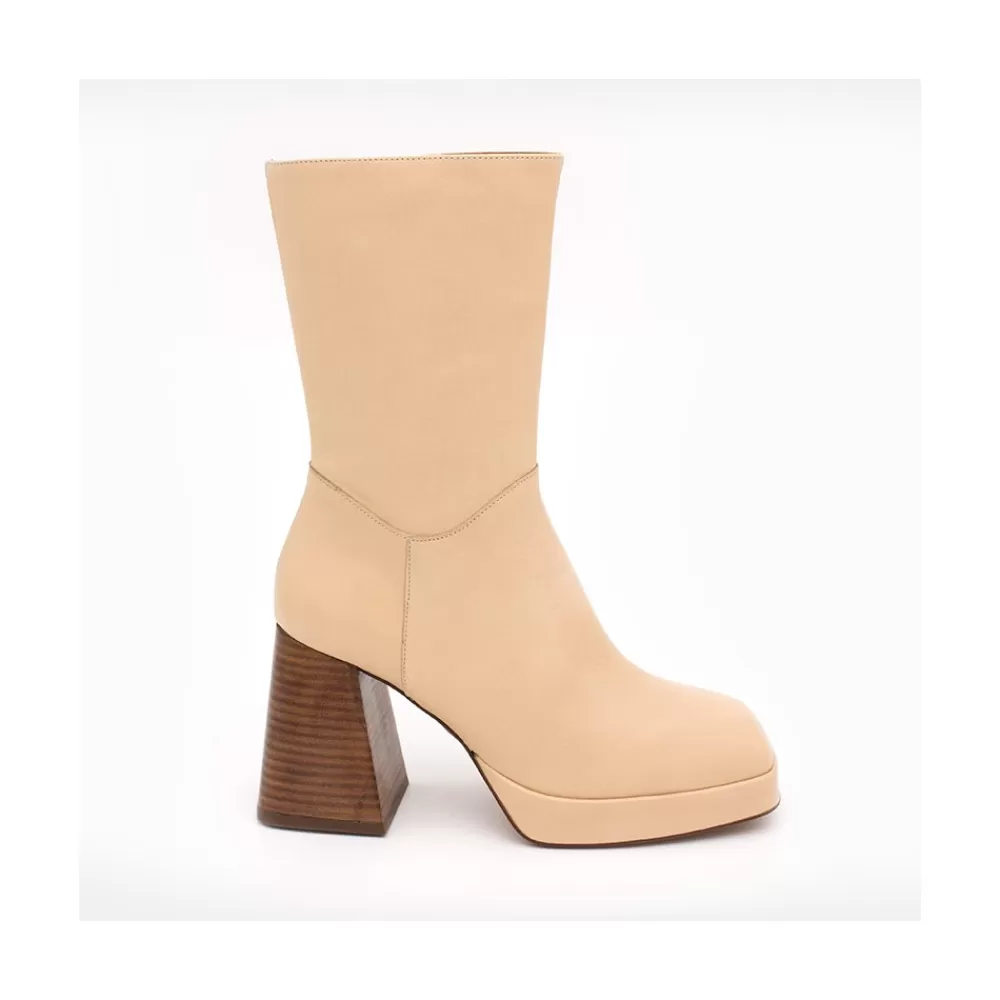 Mujer Ángel Alarcón Olama - Botas De Mujer Comodas De Ante Con Tacon Chunky Y Plataforma