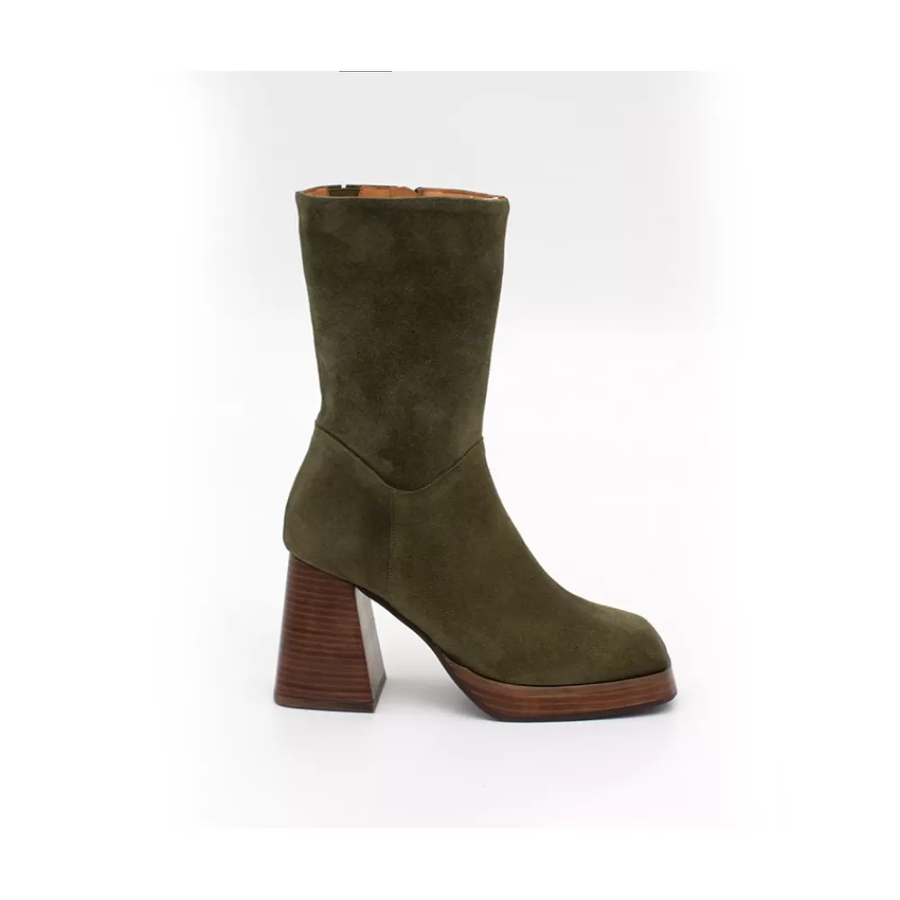 Mujer Ángel Alarcón Olama - Botas De Mujer Comodas De Ante Con Tacon Chunky Y Plataforma