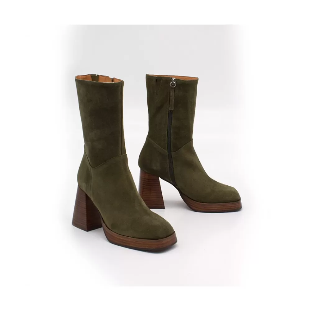 Mujer Ángel Alarcón Olama - Botas De Mujer Comodas De Ante Con Tacon Chunky Y Plataforma