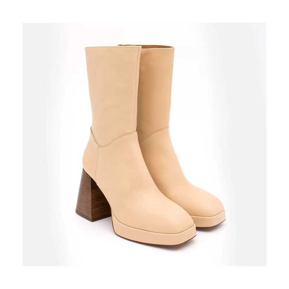 Mujer Ángel Alarcón Olama - Botas De Mujer Comodas De Ante Con Tacon Chunky Y Plataforma