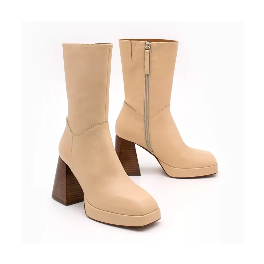 Mujer Ángel Alarcón Olama - Botas De Mujer Comodas De Ante Con Tacon Chunky Y Plataforma
