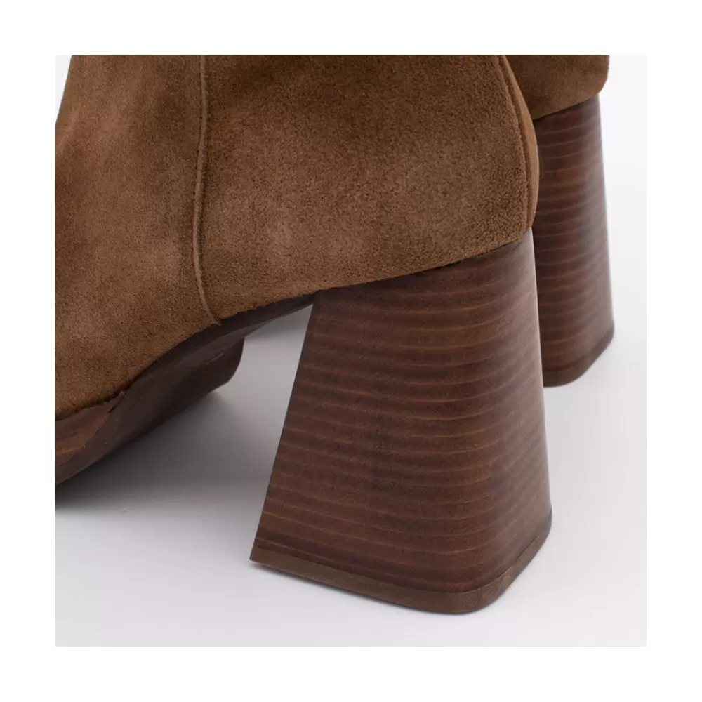 Mujer Ángel Alarcón Olama - Botas De Mujer Comodas De Ante Con Tacon Chunky Y Plataforma