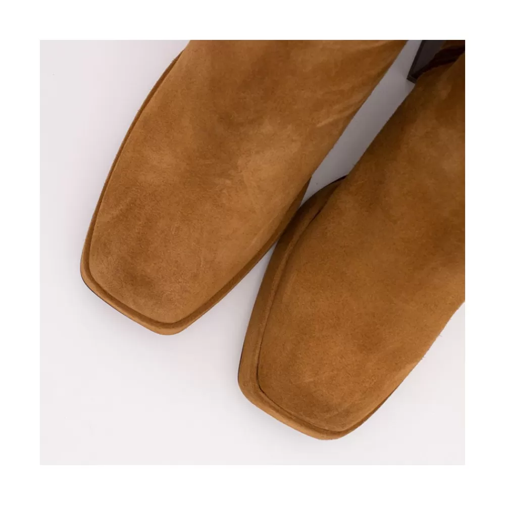 Mujer Ángel Alarcón Olama - Botas De Mujer Comodas De Ante Con Tacon Chunky Y Plataforma