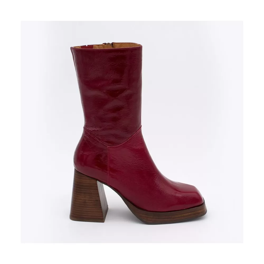 Mujer Ángel Alarcón Olama - Botas De Mujer Comodas De Piel Brillante Con Tacon Chunky Y Plataforma