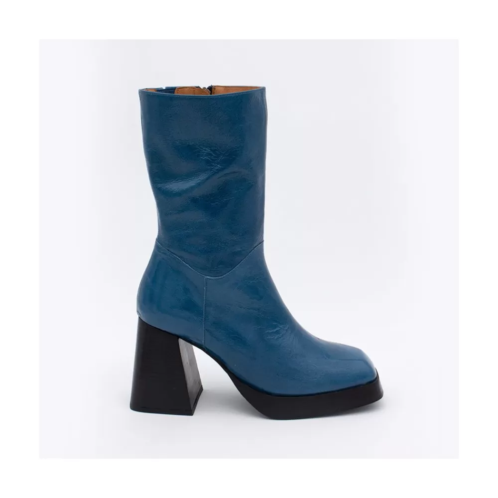 Mujer Ángel Alarcón Olama - Botas De Mujer Comodas De Piel Brillante Con Tacon Chunky Y Plataforma