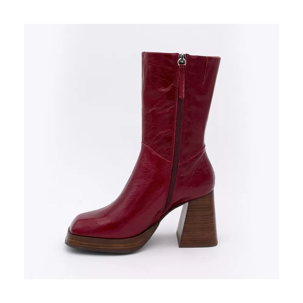 Mujer Ángel Alarcón Olama - Botas De Mujer Comodas De Piel Brillante Con Tacon Chunky Y Plataforma