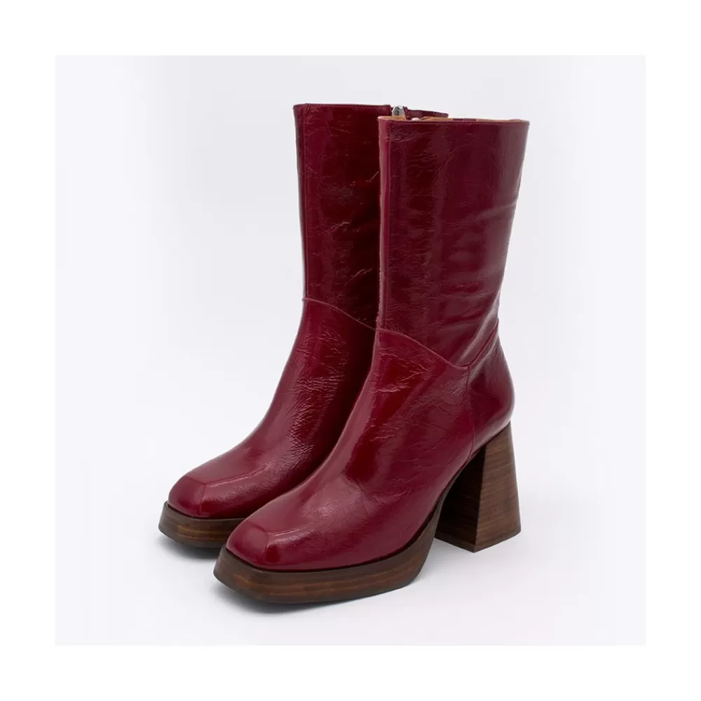 Mujer Ángel Alarcón Olama - Botas De Mujer Comodas De Piel Brillante Con Tacon Chunky Y Plataforma