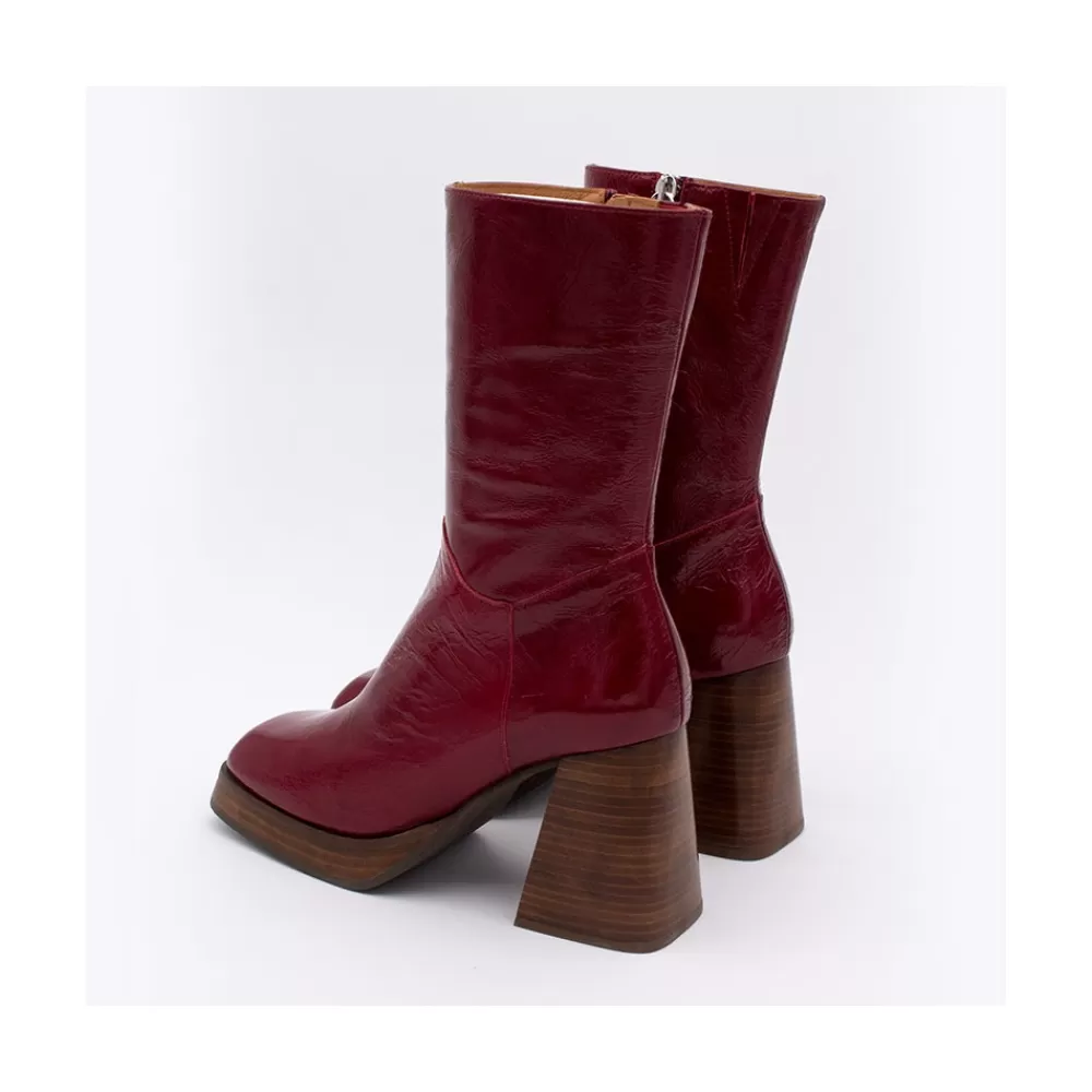 Mujer Ángel Alarcón Olama - Botas De Mujer Comodas De Piel Brillante Con Tacon Chunky Y Plataforma