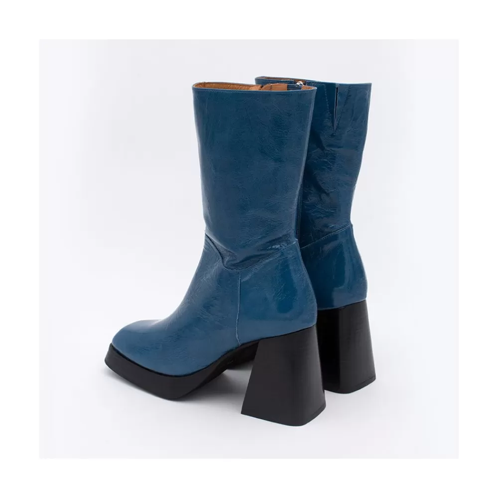 Mujer Ángel Alarcón Olama - Botas De Mujer Comodas De Piel Brillante Con Tacon Chunky Y Plataforma