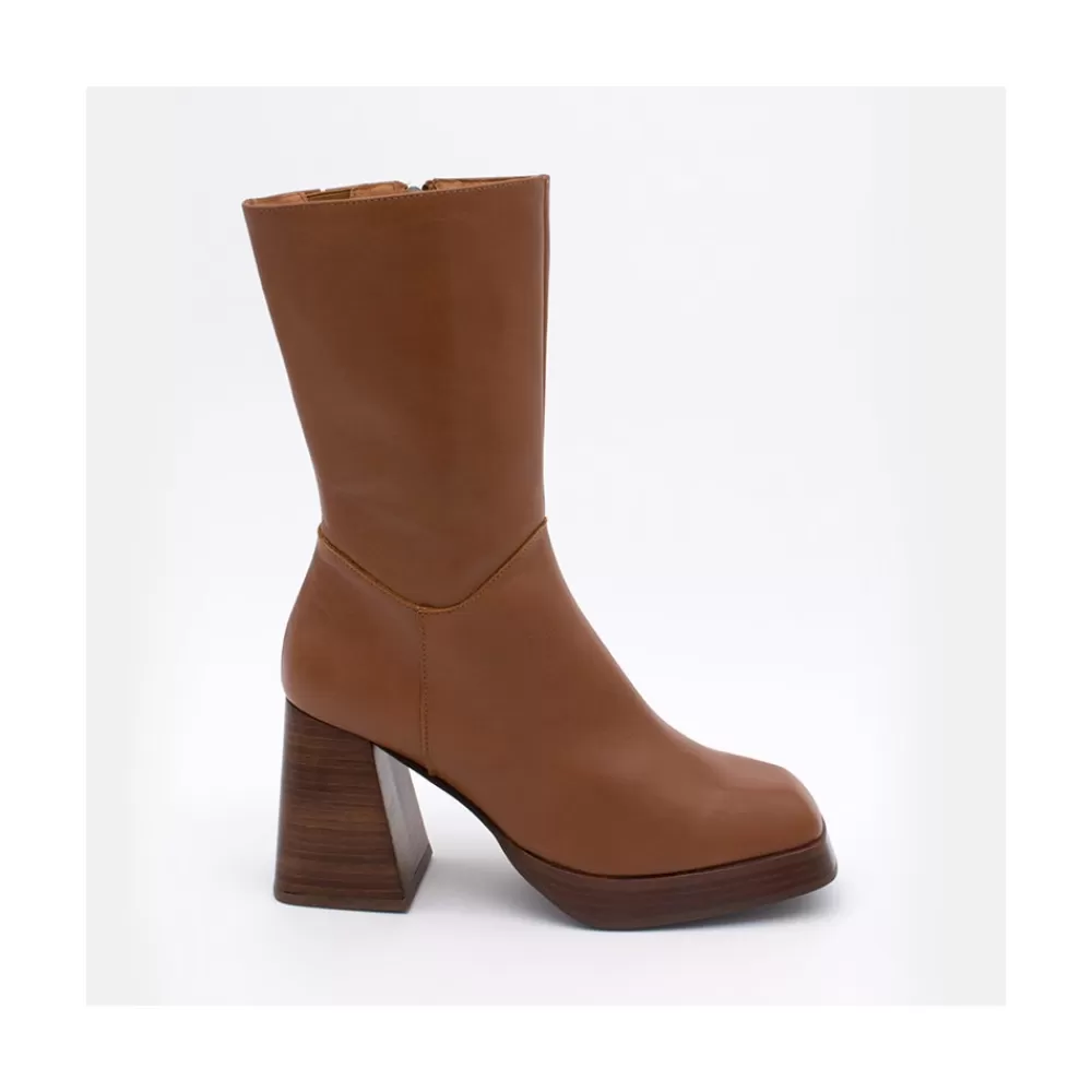 Mujer Ángel Alarcón Olama - Botas De Mujer Comodas De Piel Con Tacon Chunky Y Plataforma