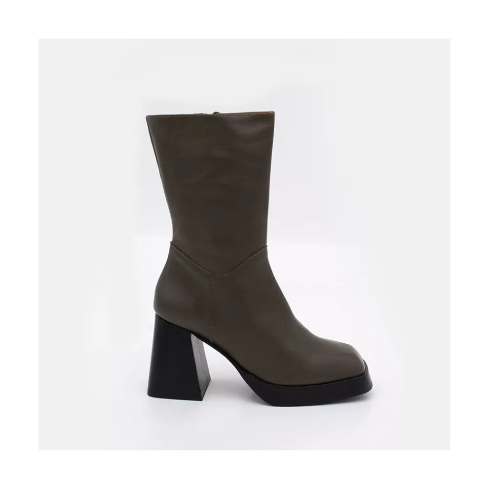 Mujer Ángel Alarcón Olama - Botas De Mujer Comodas De Piel Con Tacon Chunky Y Plataforma
