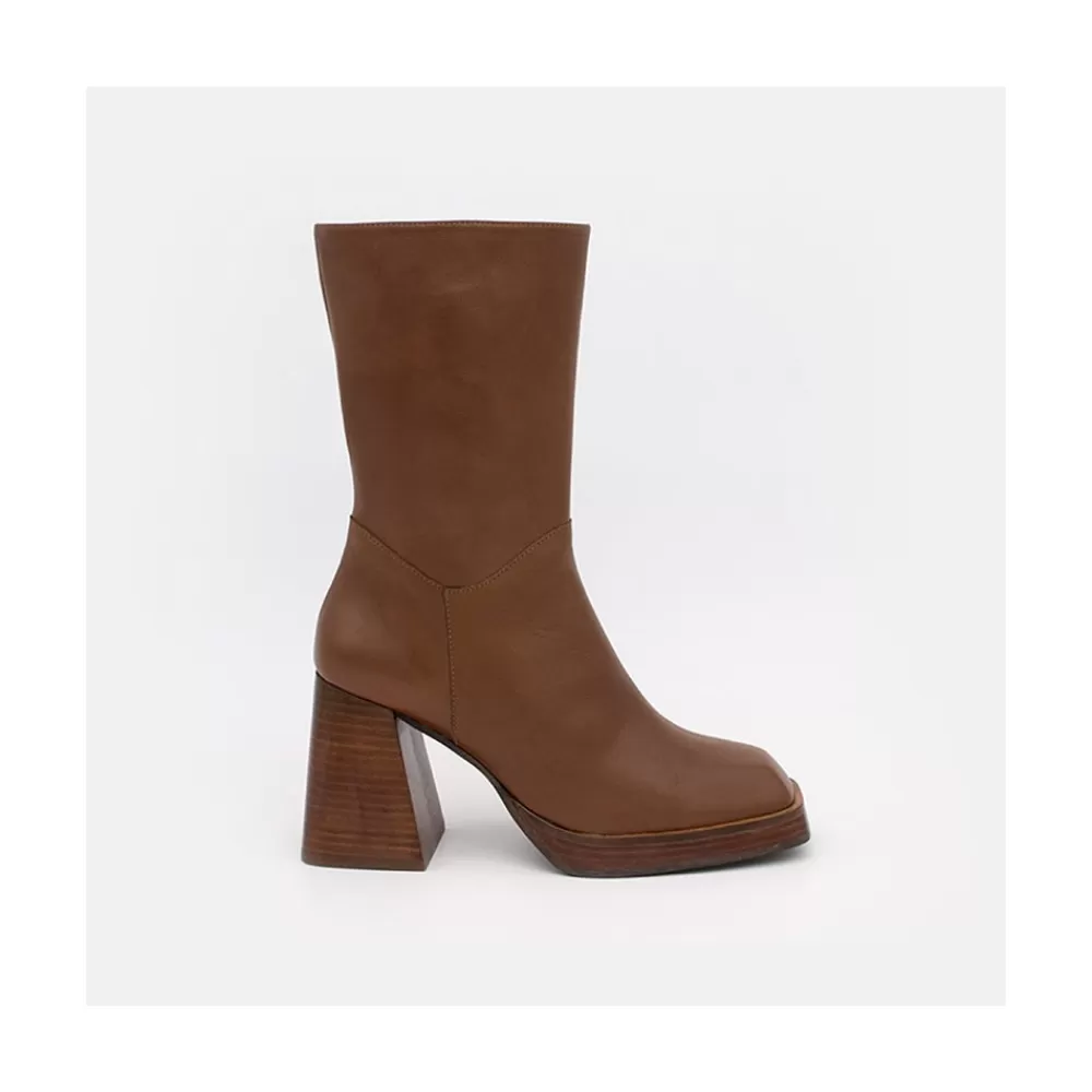 Mujer Ángel Alarcón Olama - Botas De Mujer Comodas De Piel Con Tacon Chunky Y Plataforma
