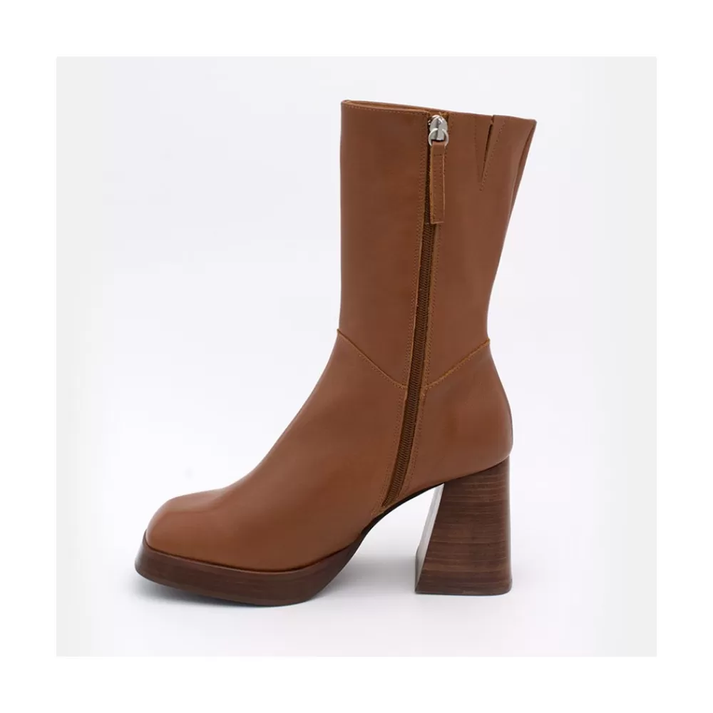 Mujer Ángel Alarcón Olama - Botas De Mujer Comodas De Piel Con Tacon Chunky Y Plataforma
