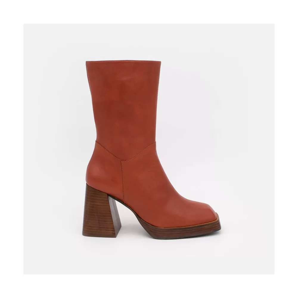 Mujer Ángel Alarcón Olama - Botas De Mujer Comodas De Piel Con Tacon Chunky Y Plataforma