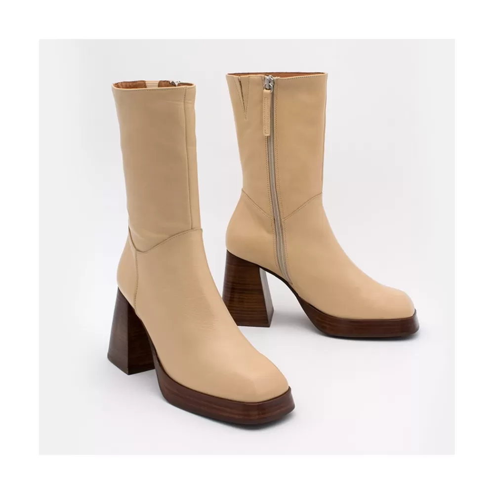 Mujer Ángel Alarcón Olama - Botas De Mujer Comodas De Piel Con Tacon Chunky Y Plataforma