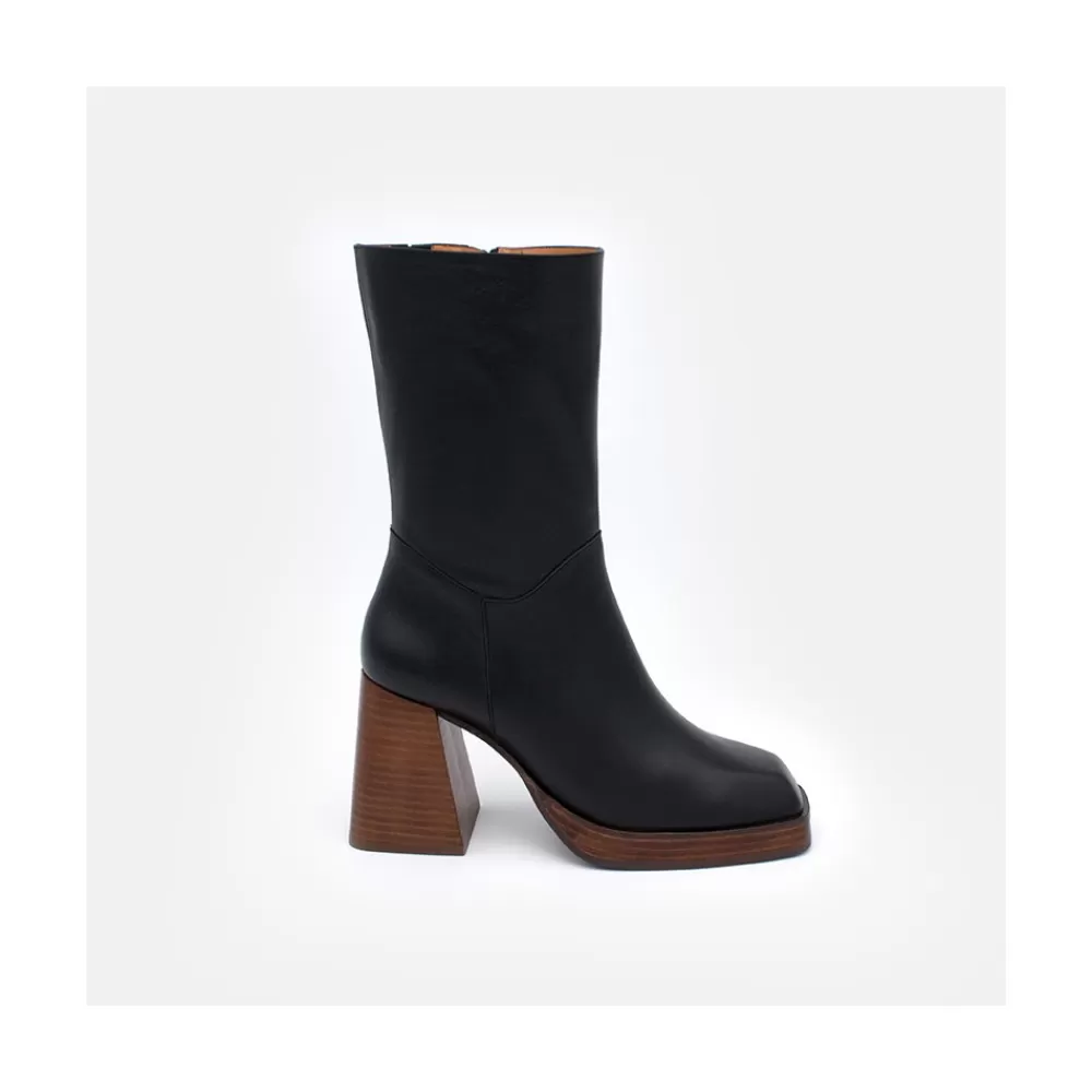 Mujer Ángel Alarcón Olama - Botas De Mujer Comodas De Piel Con Tacon Chunky Y Plataforma