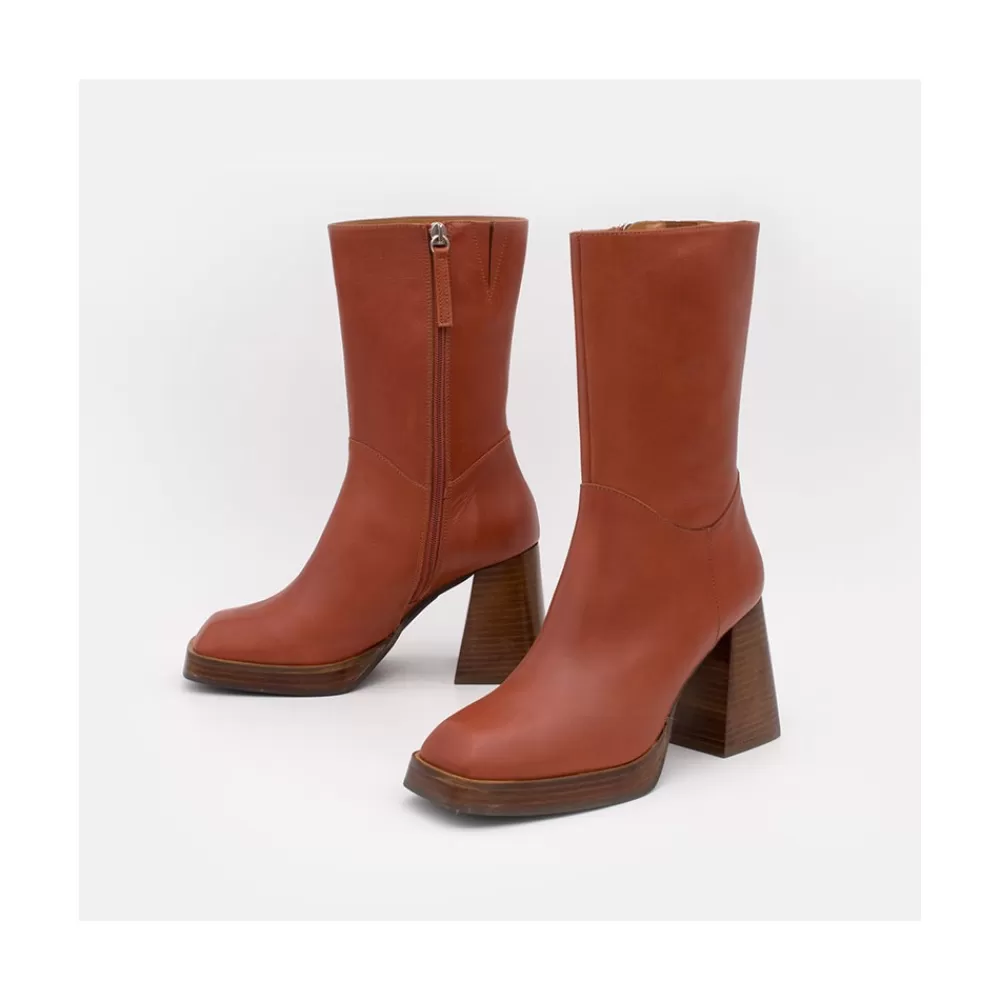Mujer Ángel Alarcón Olama - Botas De Mujer Comodas De Piel Con Tacon Chunky Y Plataforma