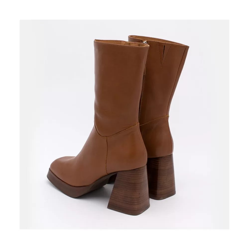 Mujer Ángel Alarcón Olama - Botas De Mujer Comodas De Piel Con Tacon Chunky Y Plataforma