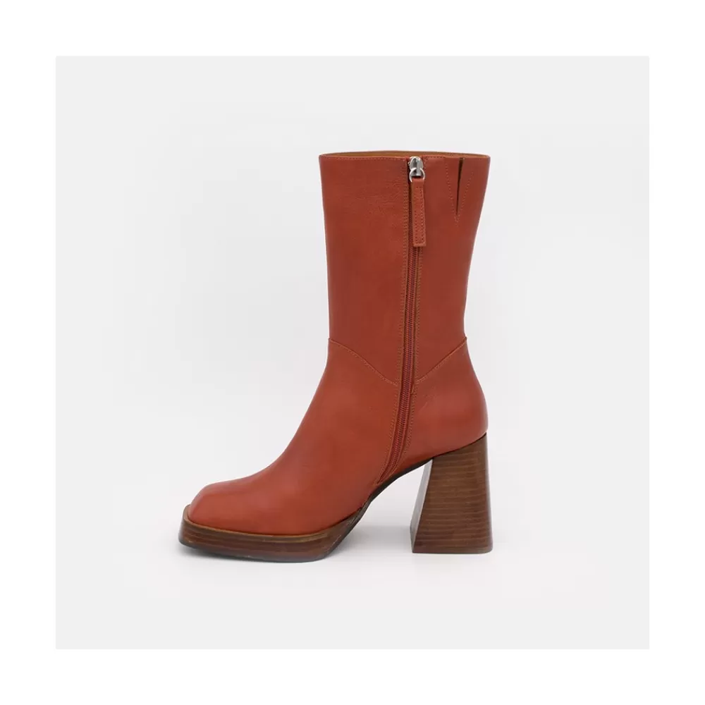 Mujer Ángel Alarcón Olama - Botas De Mujer Comodas De Piel Con Tacon Chunky Y Plataforma