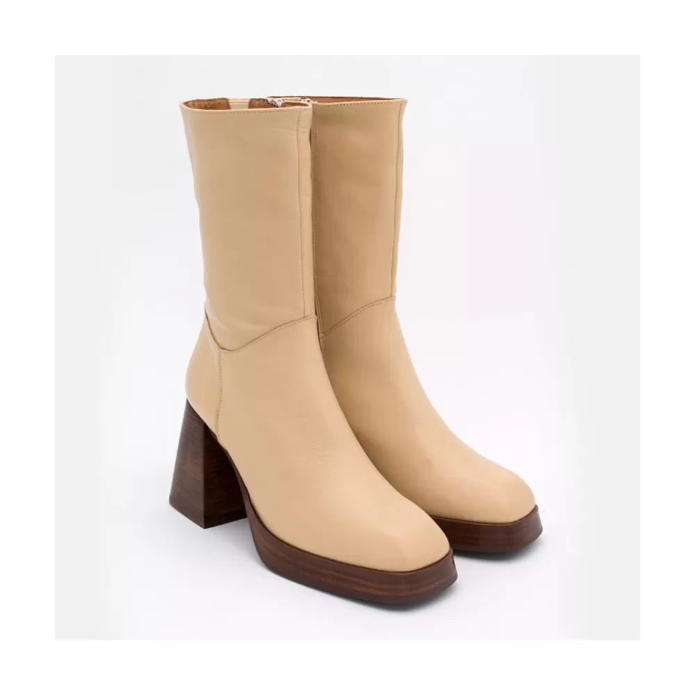 Mujer Ángel Alarcón Olama - Botas De Mujer Comodas De Piel Con Tacon Chunky Y Plataforma